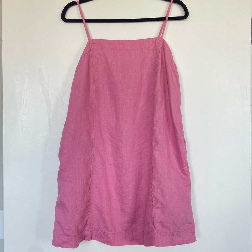 Madewell Pink Linen Dress with Zip Back